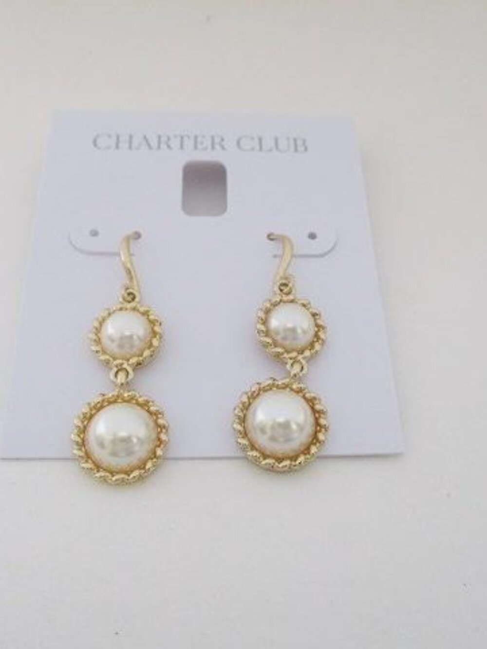 Charter Club Faux Pearl Gold Tone Drop Earrings